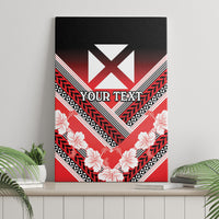 Personalised Wallis et Futuna Canvas Wall Art Hibiscus and Polynesian Tribal Tattoos