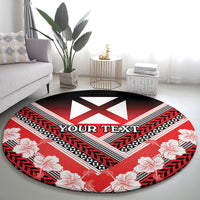 Personalised Wallis et Futuna Round Carpet Hibiscus and Polynesian Tribal Tattoos LT9 - Polynesian Pride