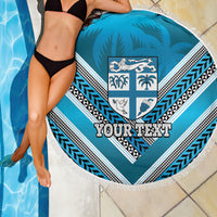 Custom Fiji Rugby Beach Blanket Fijian Warrior With Polynesian Tribal Tattoos