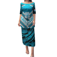 Custom Fiji Rugby Family Matching Puletasi and Hawaiian Shirt Fijian Warrior With Polynesian Tribal Tattoos