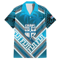 Custom Fiji Rugby Hawaiian Shirt Fijian Warrior With Polynesian Tribal Tattoos LT9 Blue - Polynesian Pride