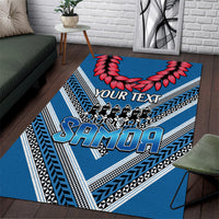 Custom Manuma Samoa Rugby Area Rug Ula fala Samoan Siva Tau Tribal LT9 Blue - Polynesian Pride