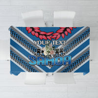 Custom Manuma Samoa Rugby Tablecloth Ula fala Samoan Siva Tau Tribal LT9 Blue - Polynesian Pride
