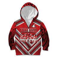 Custom Tonga Rugby Kid Hoodie Tonga Sipi Tau Ngatu Tribal Pattern LT9 Zip Hoodie Red - Polynesian Pride
