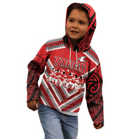 Custom Tonga Rugby Kid Hoodie Tonga Sipi Tau Ngatu Tribal Pattern LT9 - Polynesian Pride