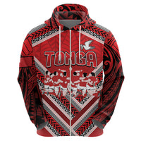 Custom Tonga Rugby Zip Hoodie Tonga Sipi Tau Ngatu Tribal Pattern LT9 - Polynesian Pride