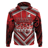 Custom Tonga Rugby Zip Hoodie Tonga Sipi Tau Ngatu Tribal Pattern LT9 Pullover Hoodie Red - Polynesian Pride