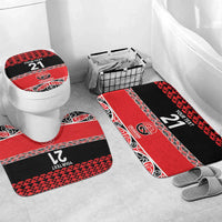 New Zealand Rugby Pacific Custom Bathroom Set Whatumoana Maori Kowhaiwhai Pattern LT9 Mat Set Only (3 pcs) One Size Blue - Polynesian Pride