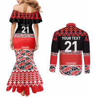 New Zealand Rugby Pacific Custom Couples Matching Mermaid Dress and Long Sleeve Button Shirt Whatumoana Maori Kowhaiwhai Pattern
