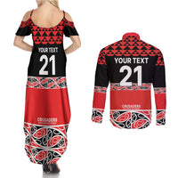New Zealand Rugby Pacific Custom Couples Matching Summer Maxi Dress and Long Sleeve Button Shirt Whatumoana Maori Kowhaiwhai Pattern