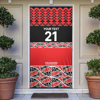 New Zealand Rugby Pacific Custom Door Cover Whatumoana Maori Kowhaiwhai Pattern LT9 Blue - Polynesian Pride