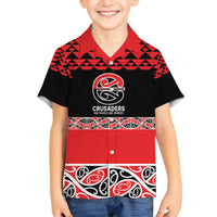 New Zealand Rugby Pacific Custom Family Matching Off Shoulder Short Dress and Hawaiian Shirt Whatumoana Maori Kowhaiwhai Pattern