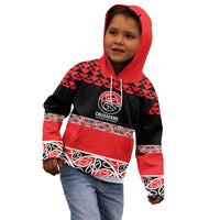 New Zealand Rugby Pacific Custom Kid Hoodie Whatumoana Maori Kowhaiwhai Pattern