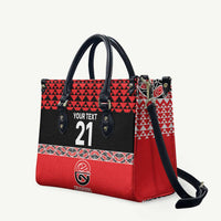 New Zealand Rugby Pacific Custom Leather Bag Whatumoana Maori Kowhaiwhai Pattern - Polynesian Pride