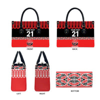 New Zealand Rugby Pacific Custom Leather Bag Whatumoana Maori Kowhaiwhai Pattern - Polynesian Pride