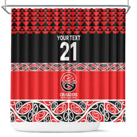 New Zealand Rugby Pacific Custom Shower Curtain Whatumoana Maori Kowhaiwhai Pattern