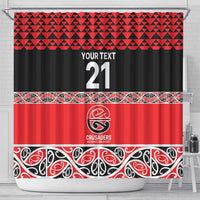 New Zealand Rugby Pacific Custom Shower Curtain Whatumoana Maori Kowhaiwhai Pattern