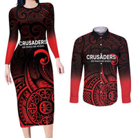 New Zealand Rugby Pacific Custom Couples Matching Long Sleeve Bodycon Dress and Long Sleeve Button Shirt Whatumoana Maori Tribal Tattoo