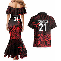 New Zealand Rugby Pacific Custom Couples Matching Mermaid Dress and Hawaiian Shirt Whatumoana Maori Tribal Tattoo