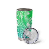 Polynesian Tribal Plumeria Flowers Tumbler Cup Gradient Green Vibe LT9 - Polynesian Pride