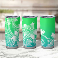 Polynesian Tribal Plumeria Flowers Tumbler Cup Gradient Green Vibe LT9 - Polynesian Pride