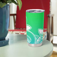 Polynesian Tribal Plumeria Flowers Tumbler Cup Gradient Green Vibe LT9 - Polynesian Pride
