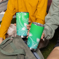 Polynesian Tribal Plumeria Flowers Tumbler Cup Gradient Green Vibe LT9 - Polynesian Pride