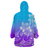 Polynesian Pride Plumeria Flowers Wearable Blanket Hoodie Polynesian Tribal Gradient Purple LT9 - Polynesian Pride