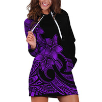 Polynesian Pride Plumeria Flowers Hoodie Dress Polynesian Tribal Purple Vibe LT9 Purple - Polynesian Pride