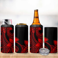 Polynesian Tribal Plumeria Flowers 4 in 1 Can Cooler Tumbler Red Vibe LT9 - Polynesian Pride