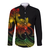 Polynesian Pride Plumeria Flowers Long Sleeve Button Shirt Polynesian Tribal Reggae Vibe LT9 Unisex Reggae - Polynesian Pride