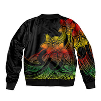 Polynesian Pride Plumeria Flowers Sleeve Zip Bomber Jacket Polynesian Tribal Reggae Vibe LT9 - Polynesian Pride