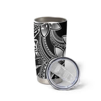 Polynesian Tribal Plumeria Flowers Tumbler Cup Black Vibe
