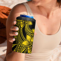 Polynesian Tribal Plumeria Flowers 4 in 1 Can Cooler Tumbler Yellow Vibe