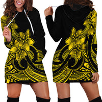 Polynesian Pride Plumeria Flowers Hoodie Dress Polynesian Tribal Yellow Vibe LT9 - Polynesian Pride