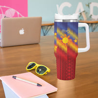 Personalized Philippines Eight Rays Sun Tumbler With Handle Traditional Filipino Igorot Pattern Motif