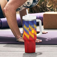 Personalized Philippines Eight Rays Sun Tumbler With Handle Traditional Filipino Igorot Pattern Motif