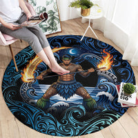 Samoa Siva Afi Round Carpet Fireknife Fire Dance Pacific Tribal Motif
