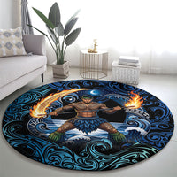 Samoa Siva Afi Round Carpet Fireknife Fire Dance Pacific Tribal Motif