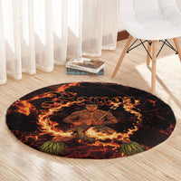 Samoa Siva Afi Dance Fireknife Round Carpet Polynesian Heritage Fire Dance