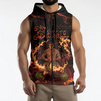 Samoa Siva Afi Dance Fireknife Sleeveless Zip Hoodie Polynesian Heritage Fire Dance