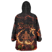 Samoa Siva Afi Dance Fireknife Wearable Blanket Hoodie Polynesian Heritage Fire Dance