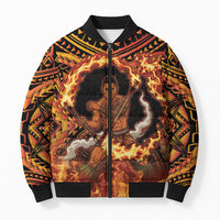 Samoa Siva Afi Dance Fireknife Bomber Puffer Jacket Samoan Tribal Motif Dancing in the Fire