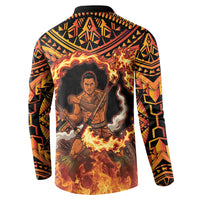 Samoa Siva Afi Dance Fireknife Button Sweatshirt Samoan Tribal Motif Dancing in the Fire