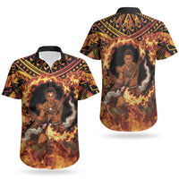 Samoa Siva Afi Dance Fireknife Couples Matching Puletasi and Hawaiian Shirt Samoan Tribal Motif Dancing in the Fire
