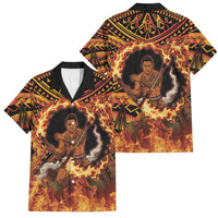 Samoa Siva Afi Dance Fireknife Family Matching Summer Maxi Dress and Hawaiian Shirt Samoan Tribal Motif Dancing in the Fire