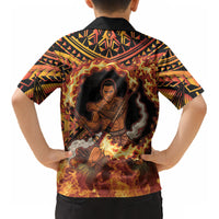 Samoa Siva Afi Dance Fireknife Kid Hawaiian Shirt Samoan Tribal Motif Dancing in the Fire