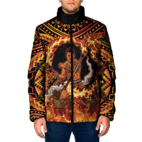 Samoa Siva Afi Dance Fireknife Padded Jacket Samoan Tribal Motif Dancing in the Fire
