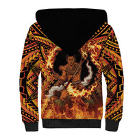 Samoa Siva Afi Dance Fireknife Sherpa Hoodie Samoan Tribal Motif Dancing in the Fire