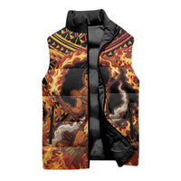 Samoa Siva Afi Dance Fireknife Sleeveless Puffer Jacket Samoan Tribal Motif Dancing in the Fire